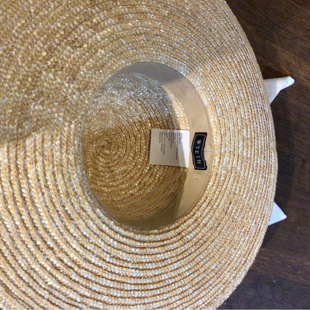 NEW! RARE Wyeth Straw Sun Hat with White Bow - Picture 5 of 5